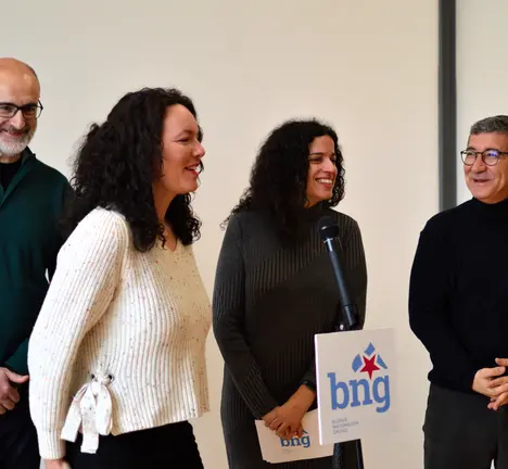 rolda de prensa valoraci&oacute;n galegas Ourense. Secundino Fern&aacute;ndez, Sonia Vidal, Noa Presas, Iago Tabar&eacute;s