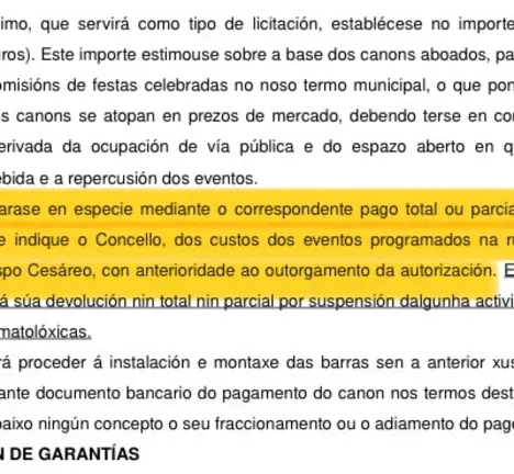 Estracto das Bases para a concesi&oacute;n dunha barra de bar durante o entroido de Ourense